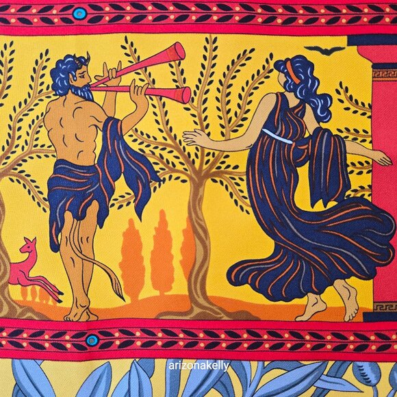 Hermès Silk Scarf Musique des Dieux Ancient Greece Greek Music Dance Hand-rolled - Picture 12 of 16